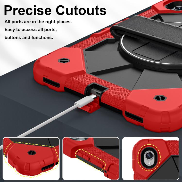 For Samsung Galaxy Tab S11 Contrast Color Robot Silicone Hybrid PC Tablet Case(Red Black)