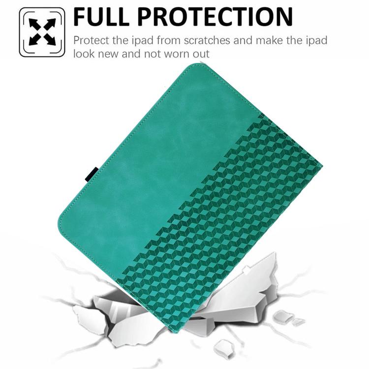 For iPad mini 8 2026 Rotatable Rhombus Embossed Smart Leather Tablet Case(Light Blue)