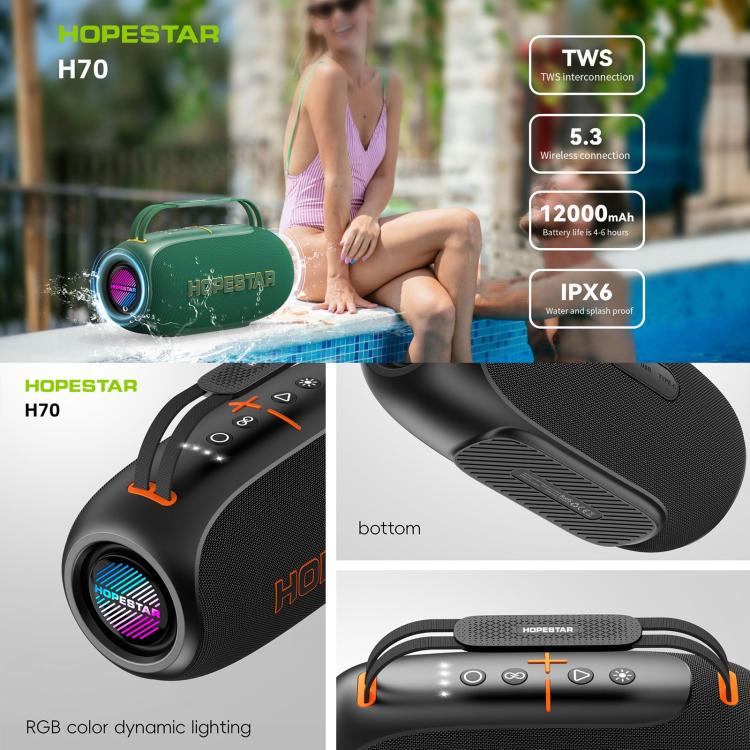 HOPESTAR H70 80W Outdoor Portable IPX5 Waterproof Bluetooth Speaker(Black)