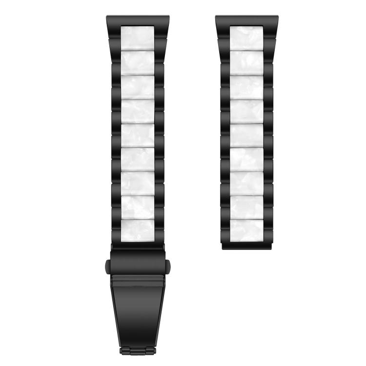 22mm xDfind Three Beads Metal Resin Watch Band(Black White)