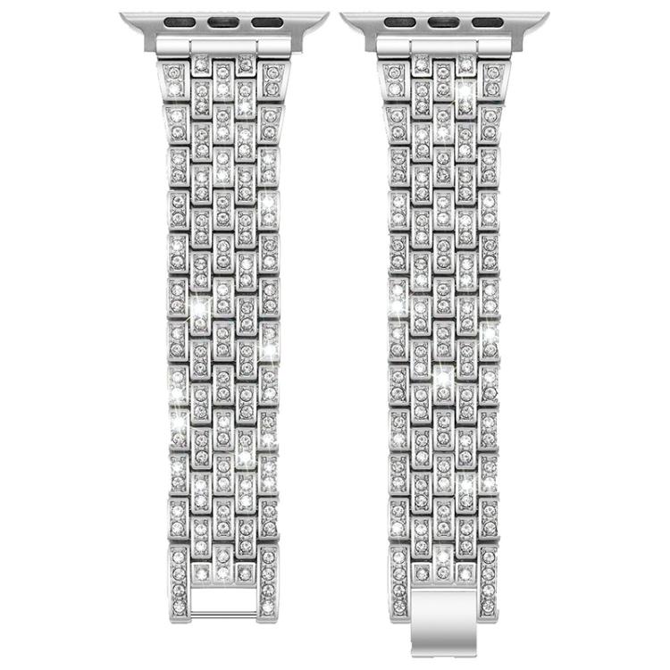 For Apple Watch 42 / 44 / 45 / 46 / 49mm xDfind Five Beads Full Diamond Metal Watch Band(Silver)
