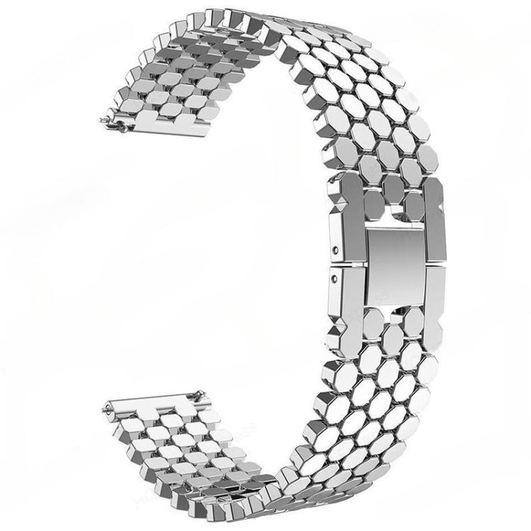 22mm xDfind Fish Scale Texture Metal Watch Band(Silver)