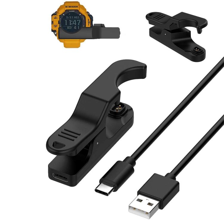 For Casio G-SHOCK GPR-H1000 / GPR-H1000R xDfind USB Interface Watch Charging Cable Charging Clip, Length: 1m(Black)