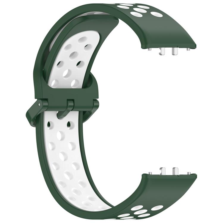 For Samsung Galaxy Fit 3 xDfind Two Color Silicone Breathable Watch Band(Dark Green White)