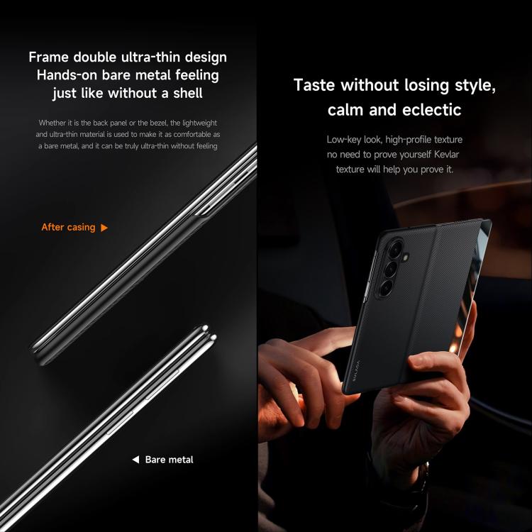 For Samsung Galaxy Z Fold7 5G SULADA Kevlar 600D Texture Smart Window Leather Phone Case(Black) - 2