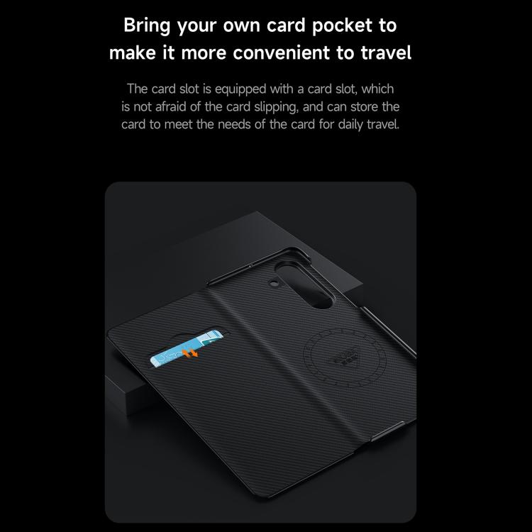 For Samsung Galaxy Z Fold7 5G SULADA Kevlar 600D Texture Smart Window Leather Phone Case(Black) - 4