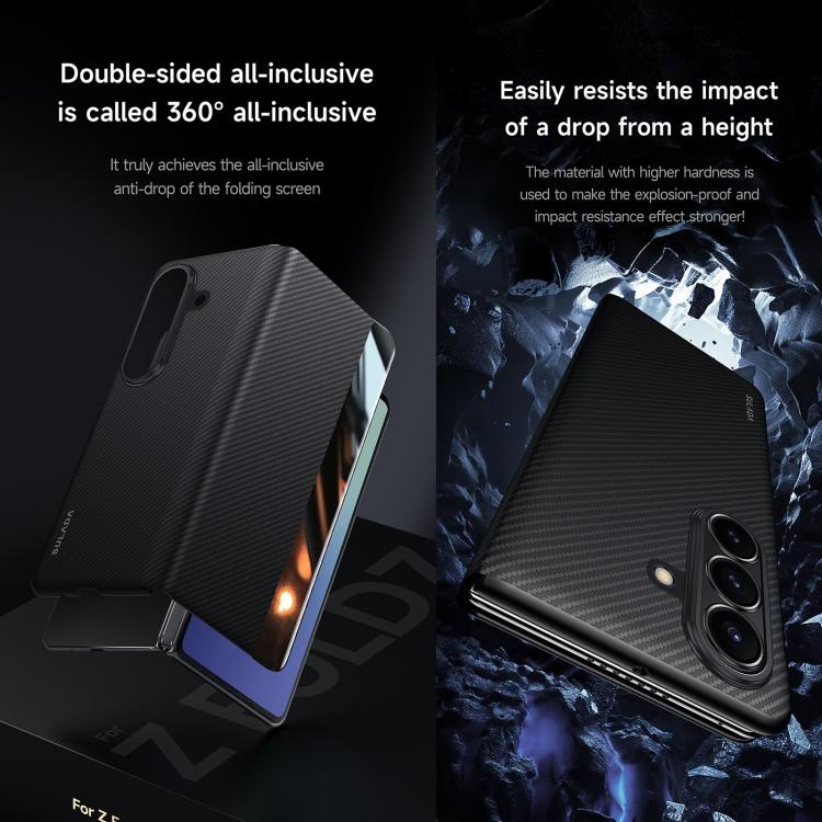 For Samsung Galaxy Z Fold7 5G SULADA Kevlar 600D Texture Smart Window Leather Phone Case(Black) - 6