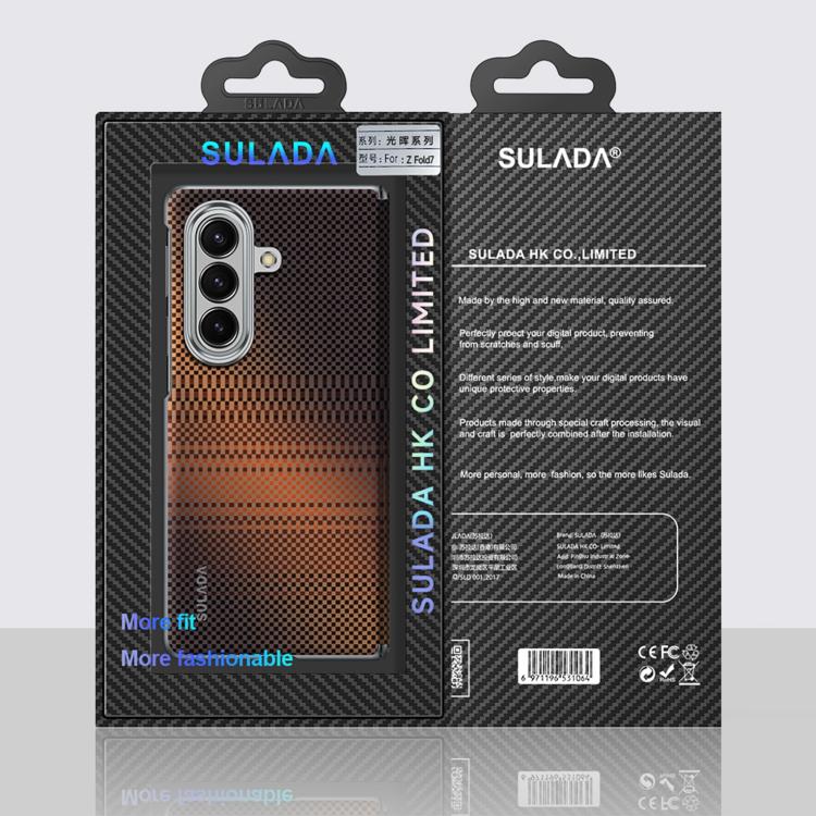 For Galaxy Z Fold7 5G SULADA Kevlar Woven Texture Magnetic Leather Phone Case(Blue)