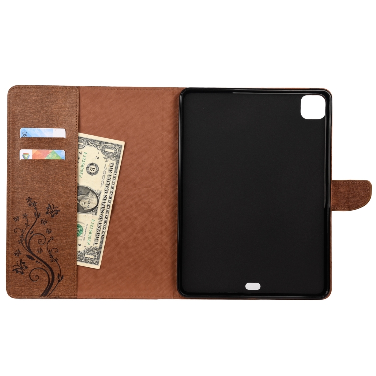 For iPad Pro 11 (2020) Butterfly Flower Embossing Pattern Horizontal Flip Leather Tablet Case with Holder & Card Slots & Wallet(Brown) For iPad Pro 11 (2020) Butterfly Flower Embossing Pattern Horizontal Flip Leather Tablet Case with Holder & Card Slots & Wallet(Brown)