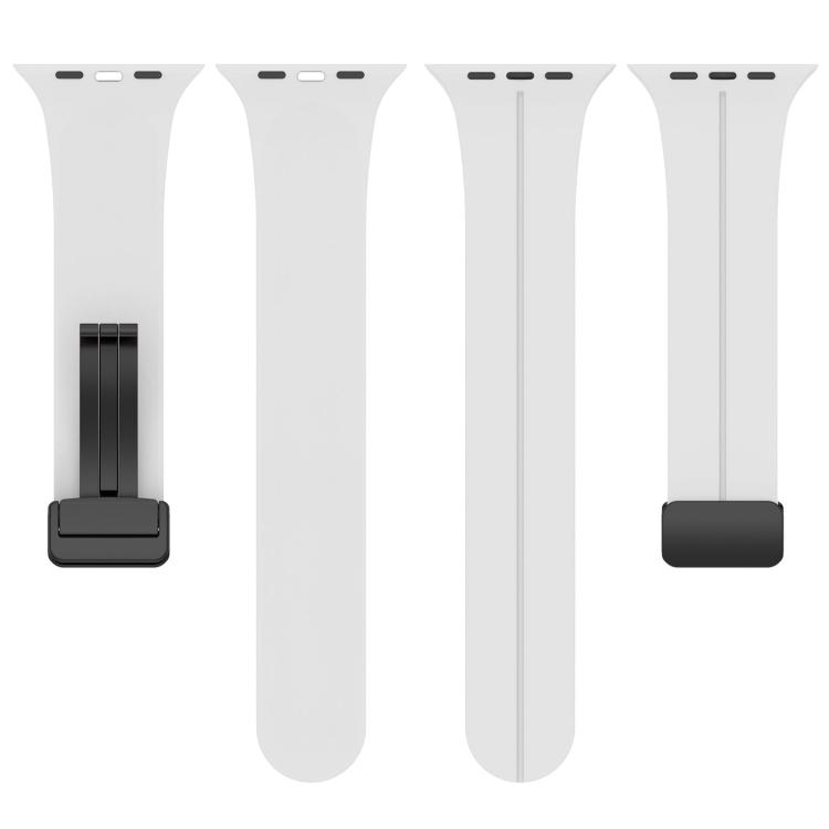 For Apple Watch 42 / 44 / 45 / 46 / 49mm xDfind  Flat Head Groove Folding Black Buckle Silicone Watch Band(White)
