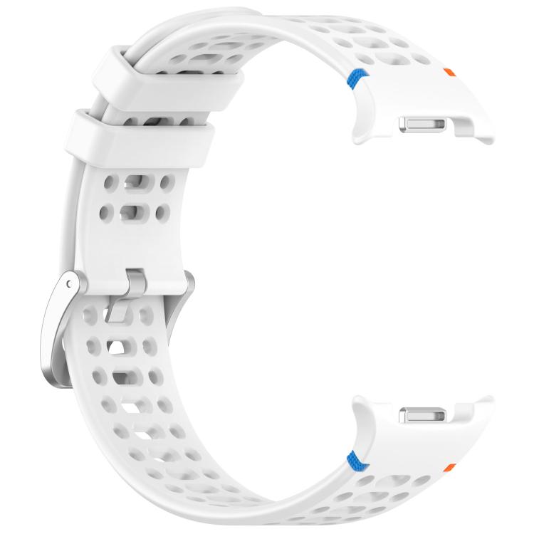 For Samsung Galaxy Watch8 / Watch8 Classic xDfind Alloy Silver Buckle Breathable Hole Silicone Watch Band(White)