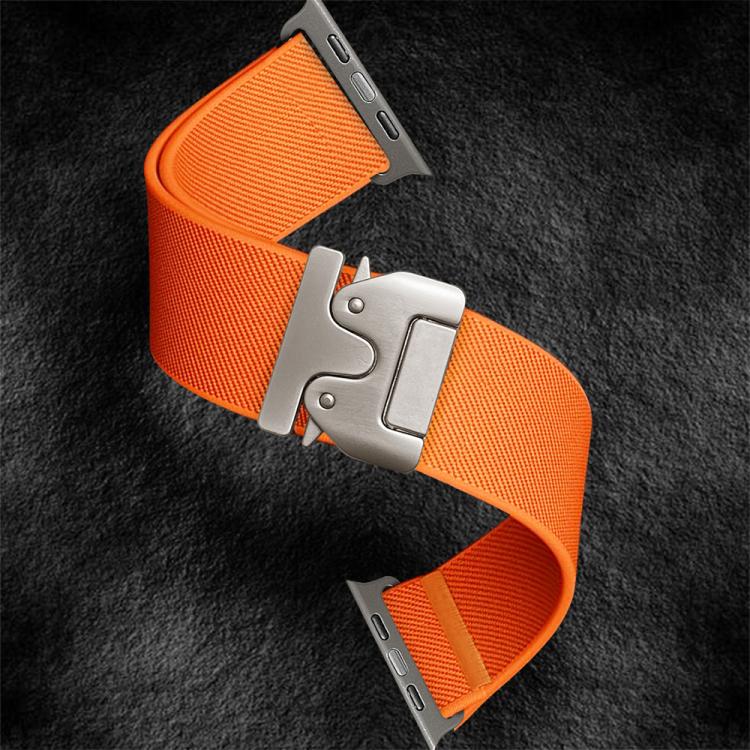 For Apple Watch 42 / 44 / 45 / 46 / 49mm xDfind Parachute Buckle Stretch Nylon Watch Band(Orange)