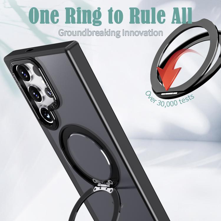 For Samsung Galaxy S23 Ultra 5G kalebol MagSafe Metal Ring Holder Phone Case(Black)