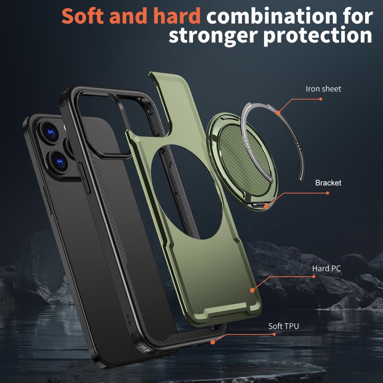 For iPhone 15 Pro Max kalebol Metal 360 Degree Rotation Holder MagSafe Phone Case(Green)