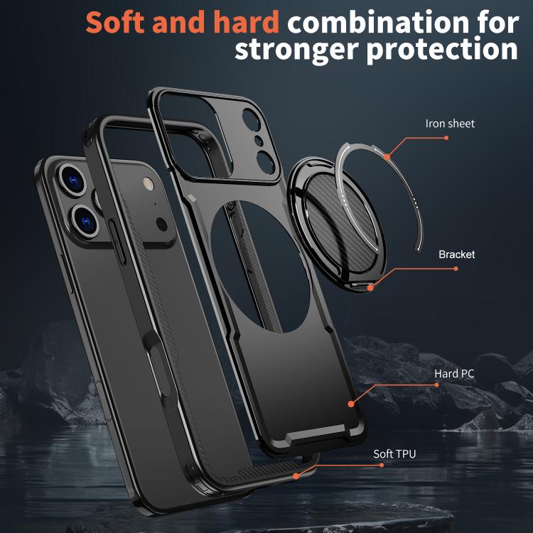 For iPhone 18 Pro kalebol Metal 360 Degree Rotation Holder MagSafe Phone Case(Black)