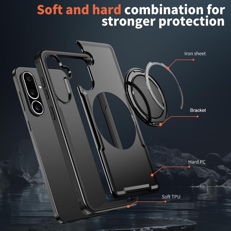 For Samsung Galaxy F56 5G kalebol Metal 360 Degree Rotation Holder MagSafe Phone Case(Black)