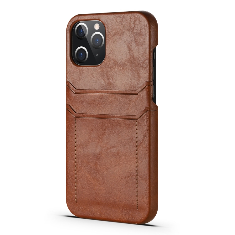 For iPhone 12 / 12 Pro Calf Texture PU + PC Protective Case with Card Slots(Brown) For iPhone 12 / 12 Pro Calf Texture PU + PC Protective Case with Card Slots(Brown)