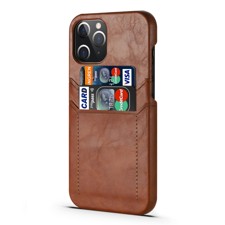For iPhone 12 / 12 Pro Calf Texture PU + PC Protective Case with Card Slots(Brown) For iPhone 12 / 12 Pro Calf Texture PU + PC Protective Case with Card Slots(Brown)