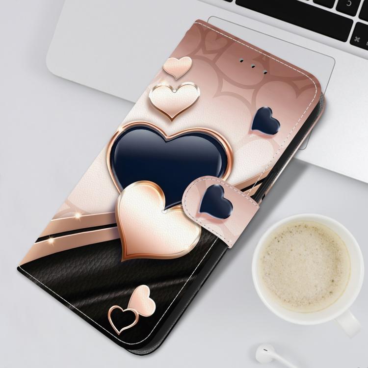For Realme 16 5G Crystal Texture Colored Drawing Leather Phone Case(Love Heart)