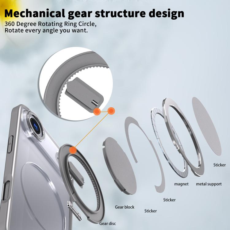 For iPhone Air Kalebol 360-degree Rotating MagSafe Magnetic Holder Phone Case(Titanium Grey)