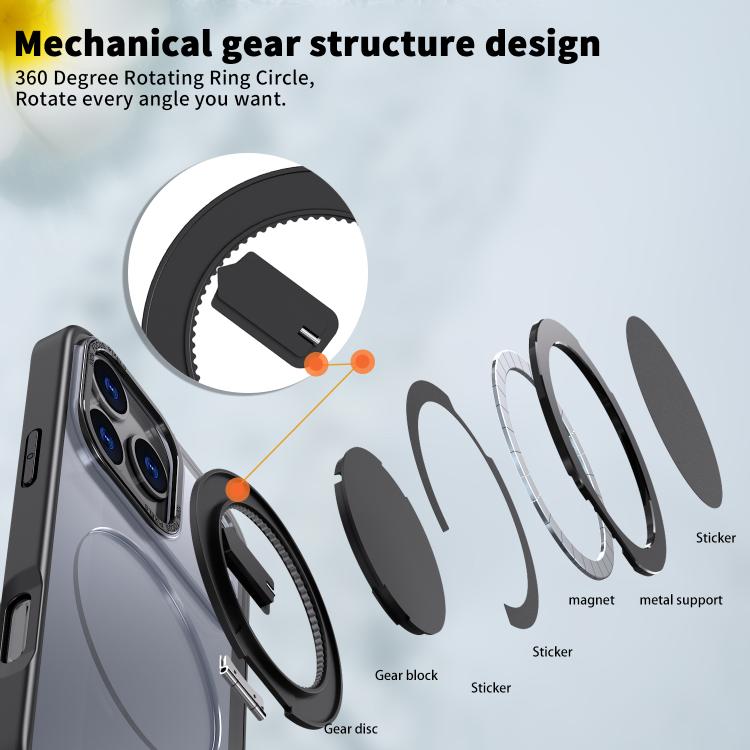 For iPhone 18 Pro Kalebol 360-degree Rotating MagSafe Magnetic Holder Phone Case(Black)