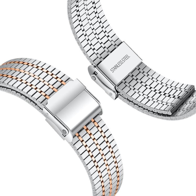 22mm xDfind Seven Beads Buckle Stainless Steel Watch Band(Silver Rose Gold)