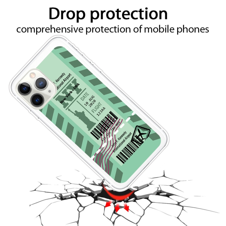 For iPhone 11 Pro Boarding Pass Series TPU Phone Protective Case(Green New York) For iPhone 11 Pro Boarding Pass Series TPU Phone Protective Case(Green New York)