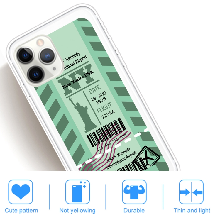For iPhone 11 Pro Boarding Pass Series TPU Phone Protective Case(Green New York) For iPhone 11 Pro Boarding Pass Series TPU Phone Protective Case(Green New York)