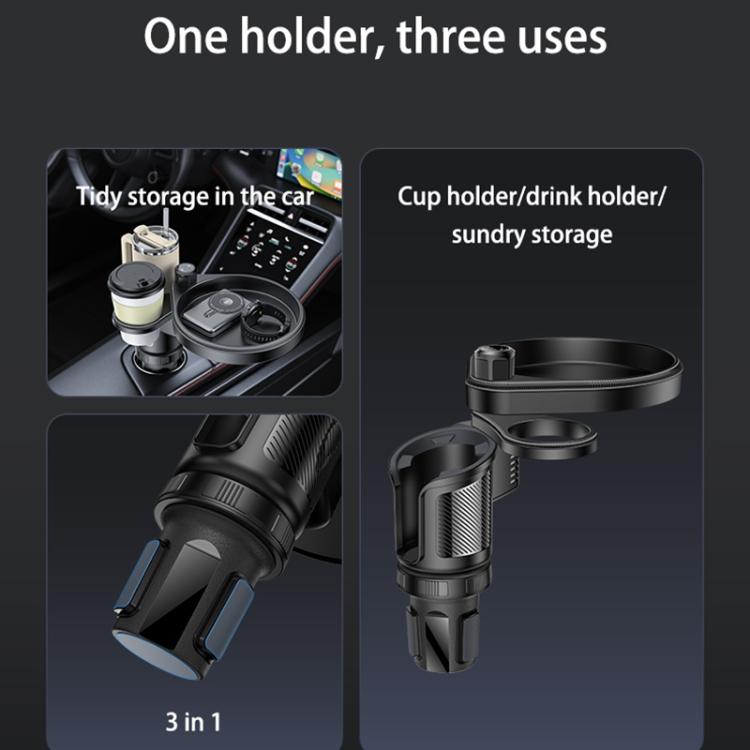 Yesido C180 3 in 1 Car Multi-function Tray Water Cup Holder(Black) - 2