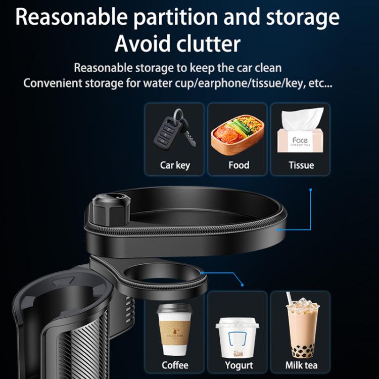 Yesido C180 3 in 1 Car Multi-function Tray Water Cup Holder(Black) - 6
