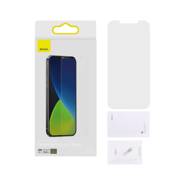 For iPhone 12 mini 2pcs Baseus 0.25mm Full-glass Frosted Tempered Film For iPhone 12 mini 2pcs Baseus 0.25mm Full-glass Frosted Tempered Film