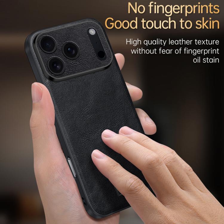 For iPhone 17 Pro Max SULADA Shockproof TPU Hybrid Handmade Leather Phone Case(Blue) - B1