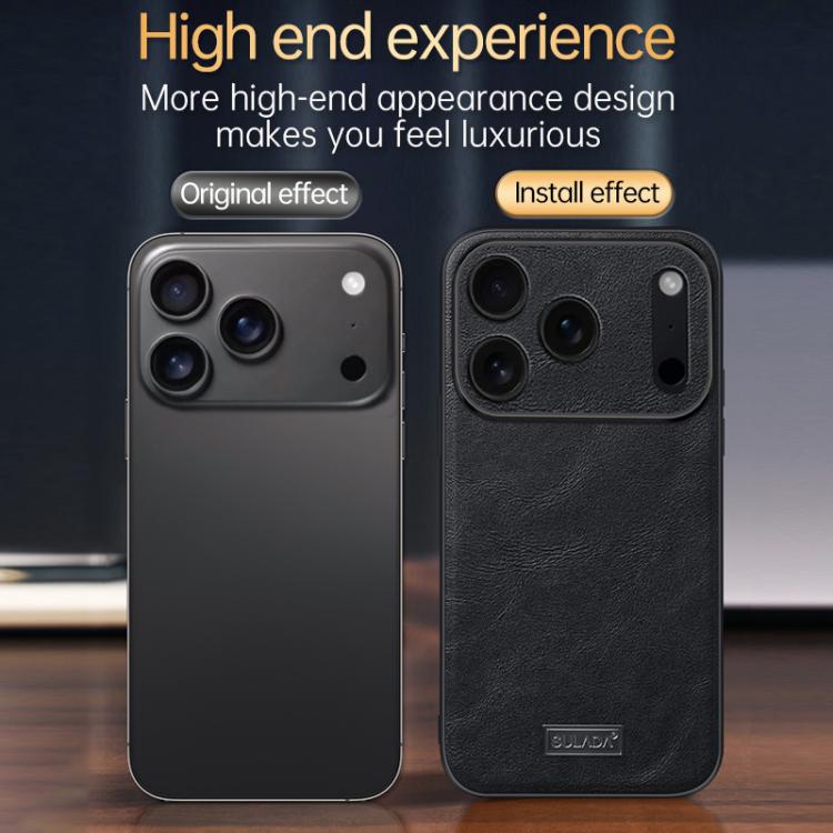 For iPhone 17 Pro Max SULADA Shockproof TPU Hybrid Handmade Leather Phone Case(Blue) - B2