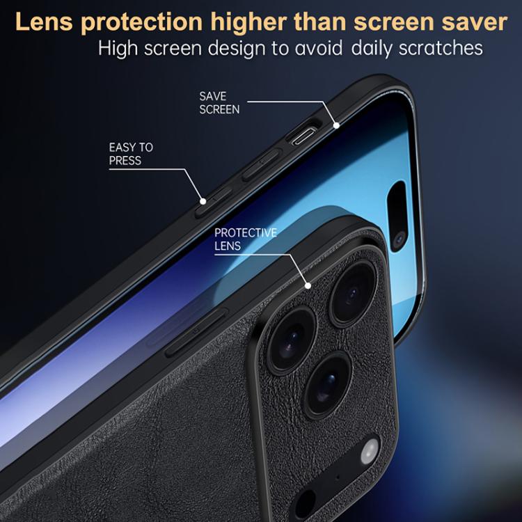 For iPhone 17 Pro Max SULADA Shockproof TPU Hybrid Handmade Leather Phone Case(Blue) - B5