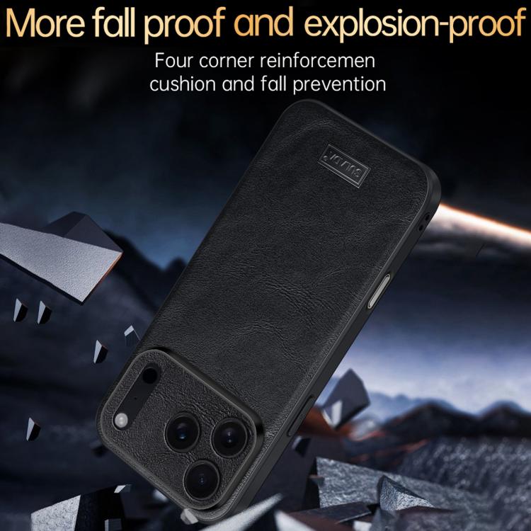 For iPhone 17 Pro Max SULADA Shockproof TPU Hybrid Handmade Leather Phone Case(Blue) - B6