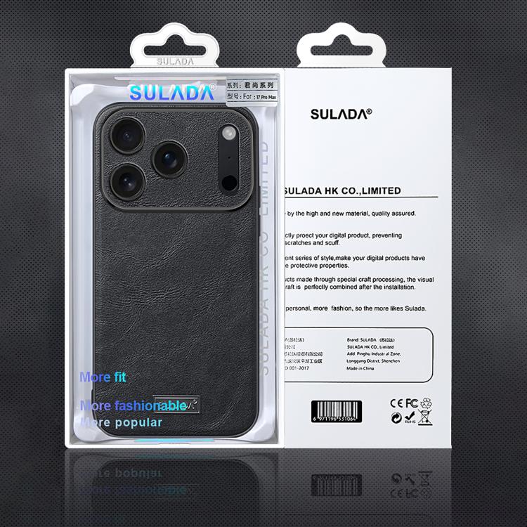 For iPhone 17 Pro Max SULADA Shockproof TPU Hybrid Handmade Leather Phone Case(Blue) - B8