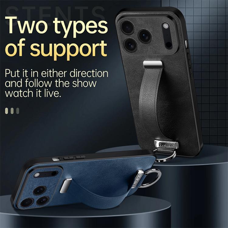 For iPhone 17 Pro Max SULADA Tide Cool Series PC Hybrid Leather Texture Skin Feel Phone Case(Black) - 1