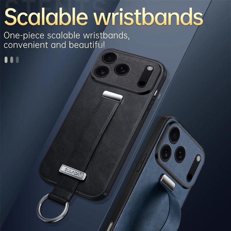For iPhone 17 Pro Max SULADA Tide Cool Series PC Hybrid Leather Texture Skin Feel Phone Case(Black) - 4