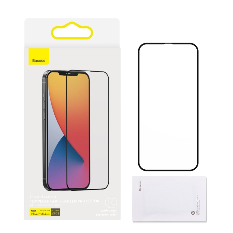 For iPhone 12 / 12 Pro Baseus 0.23mm Non-broken Edge Full-screen Curved Tempered Film For iPhone 12 / 12 Pro Baseus 0.23mm Non-broken Edge Full-screen Curved Tempered Film