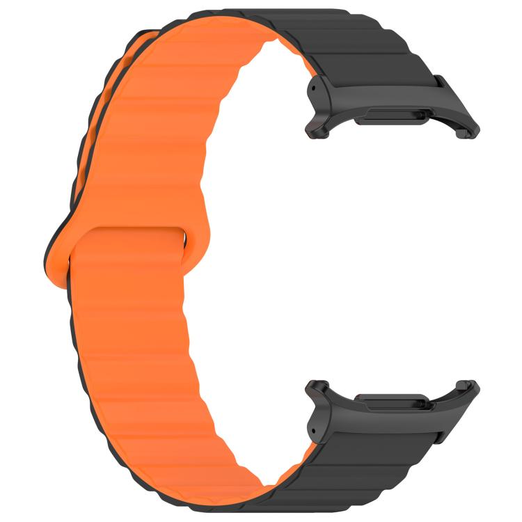For Samsung Galaxy Watch Ultra / Ultra 2025 xDfind Loop Magnetic Glossy Silicone Watch Band(Black Orange)
