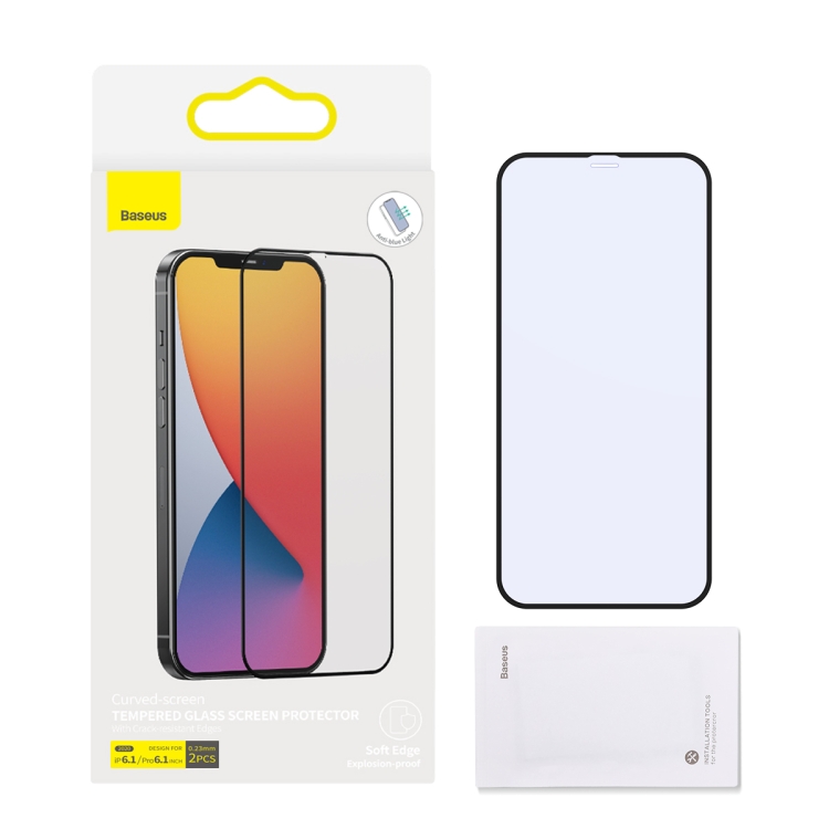 For iPhone 12 / 12 Pro Baseus 0.23mm Non-broken Edge Full-screen Curved Anti-blue Light Tempered Film For iPhone 12 / 12 Pro Baseus 0.23mm Non-broken Edge Full-screen Curved Anti-blue Light Tempered Film