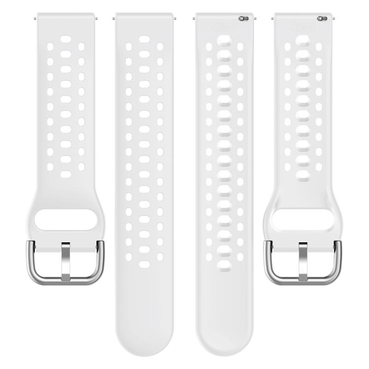 For Samsung Galaxy Watch 7 / 6 / 5 / FE xDfind Silver Buckle Silicone Sport Watch Band(White)