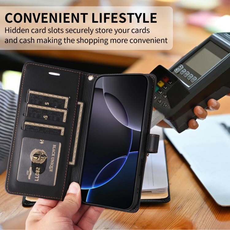 Étui Portefeuille En Cuir Pour IPhone 17 Pro Max - Avec 9 Emplacements Cartes, Boucle Magnétique, Sangle Amovible - Style Sac à Main Femme