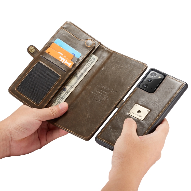 For Samsung Galaxy Note20 CaseMe Separable Crazy Horse Texture Magnetic Flip Leather Wallet Case with Zipper & Card Slot & Photo Frame & Lanyard(Coffee) For Samsung Galaxy Note20 CaseMe Separable Crazy Horse Texture Magnetic Flip Leather Wallet Case with Zipper & Card Slot & Photo Frame & Lanyard(Coffee)