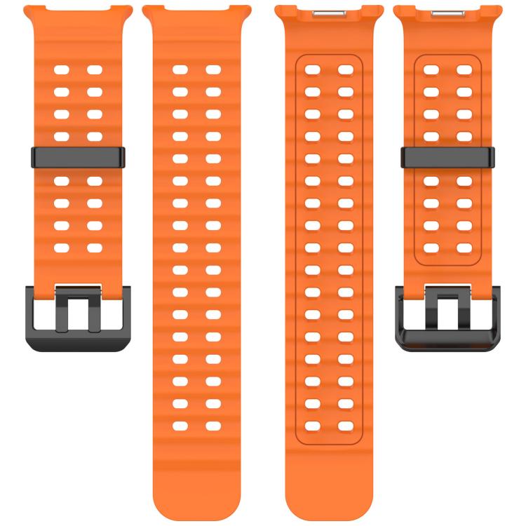 For Samsung Galaxy Watch8 / 8 Classic xDfind Black Buckle Ocean Solid Color Dual-row Hole Silicone Watch Band(Orange)