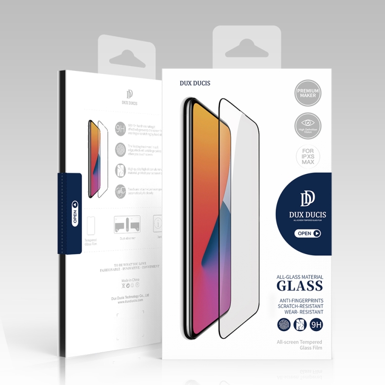 For iPhone XS Max DUX DUCIS 0.33mm 9H Medium Alumina HD Full Screen Tempered Glass Film(Black)