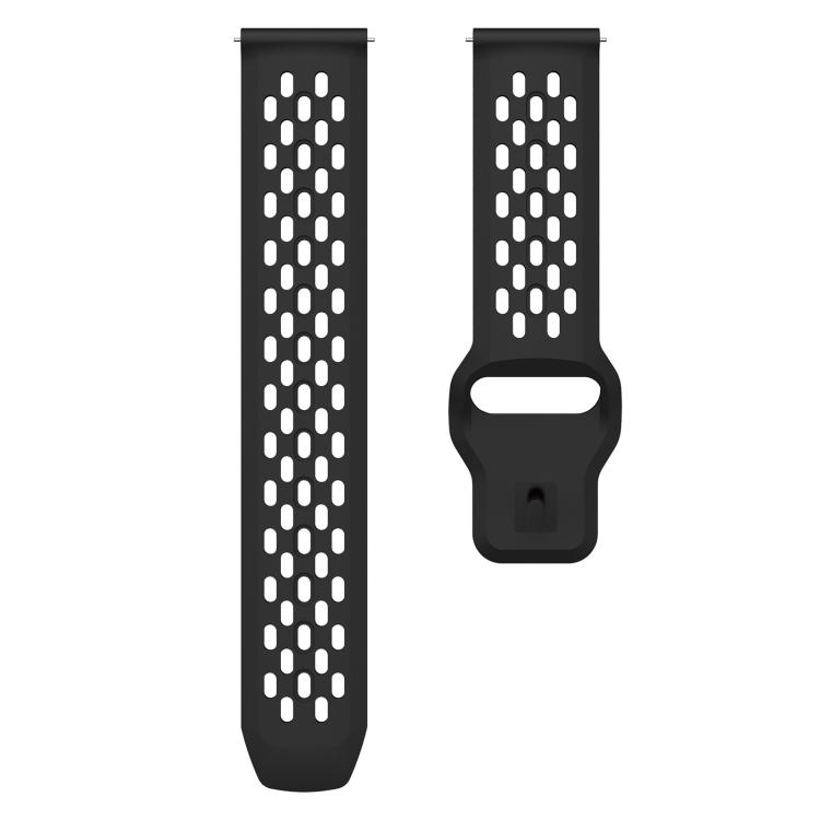 20mm xDfind Flat Head Breathable Hole Black Buckle Silicone Watch Band(Black)