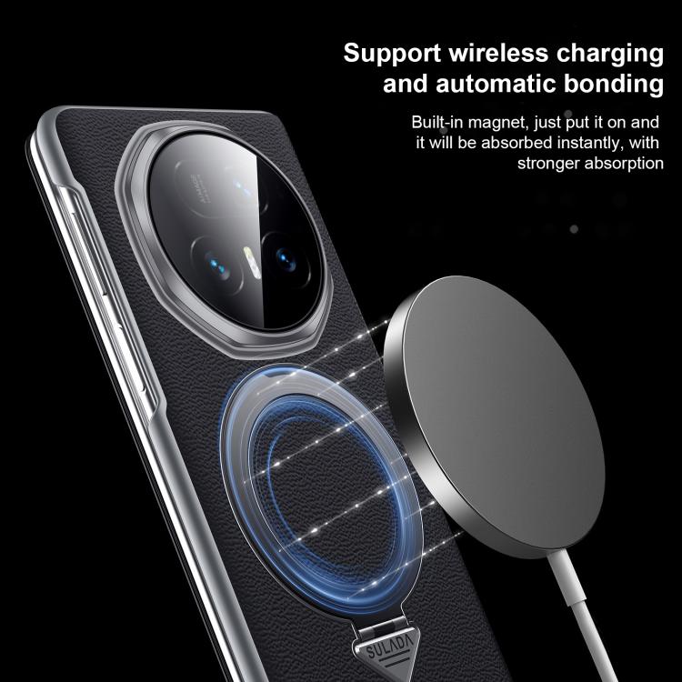 For Honor Magic V5 SULADA Smart View Window MagSafe Magnetic Holder Leather Phone Case(Black) - 5