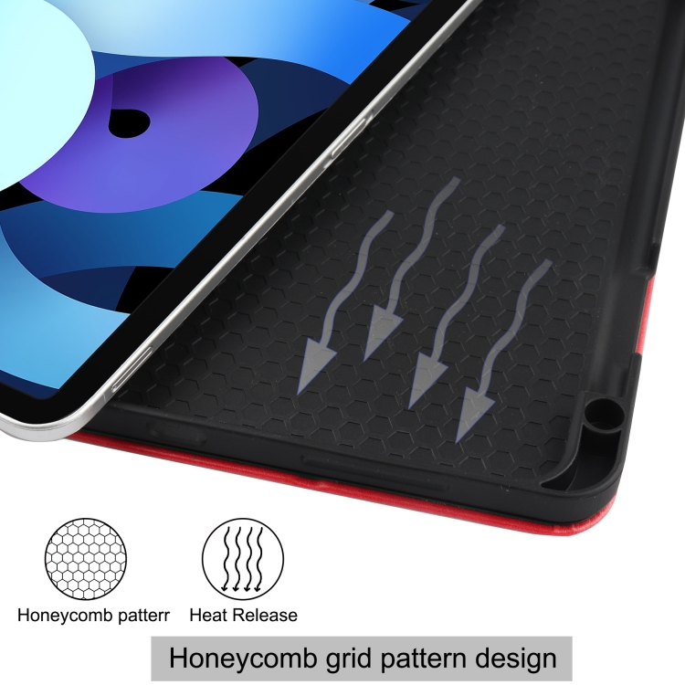 For iPad Air 4 10.9 (2020) Cowhide Texture TPU Tablet Horizontal Flip Leather Case with Holder & Sleep / Wake-Up Function & Pen Slot(Red) For iPad Air 4 10.9 (2020) Cowhide Texture TPU Tablet Horizontal Flip Leather Case with Holder & Sleep / Wake-Up Function & Pen Slot(Red)