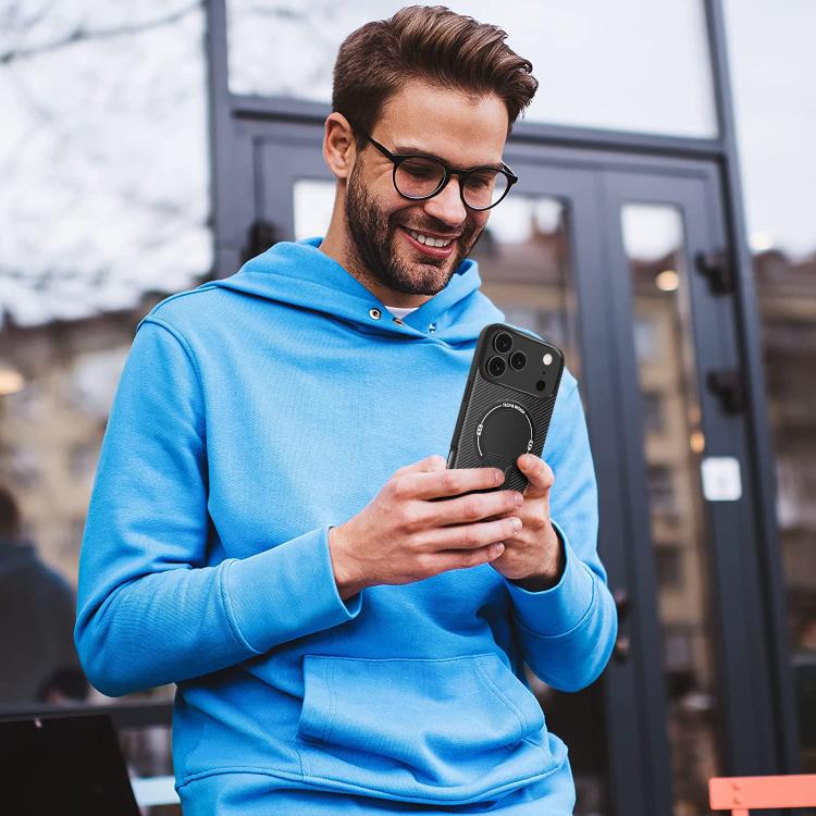 For iPhone 17 Pro Carbon Fiber Texture MagSafe Phone Case with